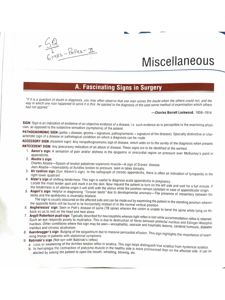 Signs of Appendicitis in Surgery | PDF | Medical Specialties