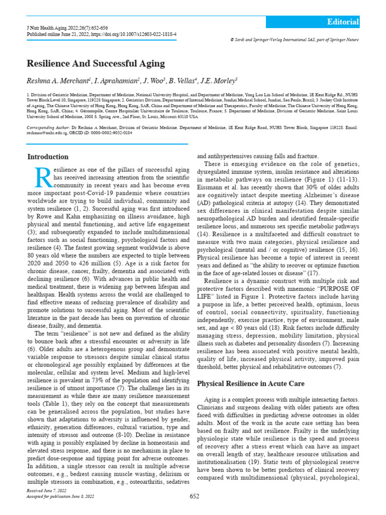 Resilience and Successful Aging Insights | PDF | Psychological ...
