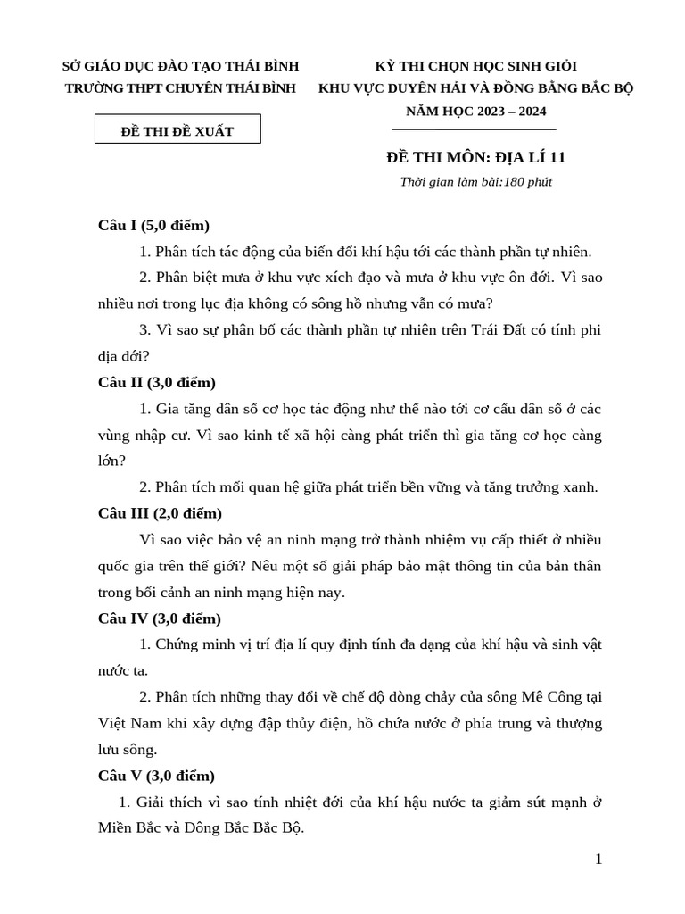 Dia Li 11 - Chuyen Thai Binh | PDF