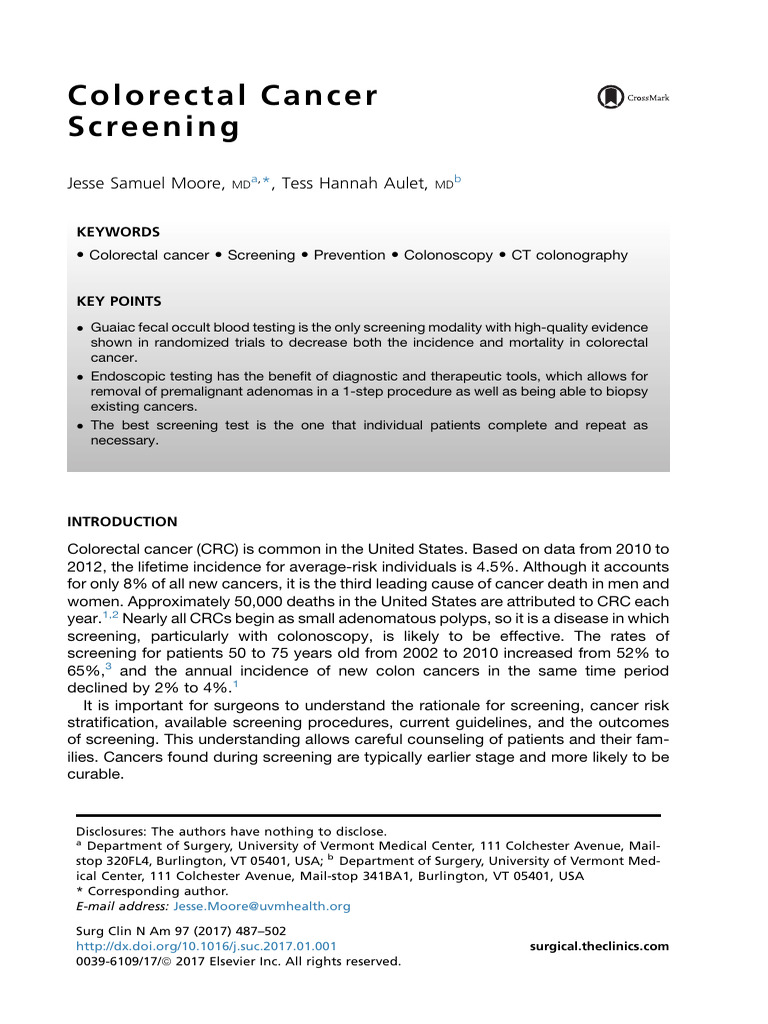 Colorectal Cancer Screening Insights | PDF | Colorectal Cancer ...
