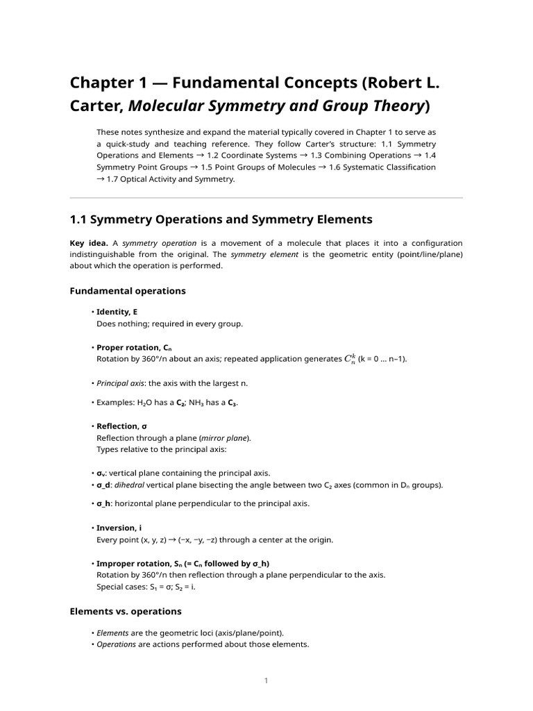Molecular Symmetry Fundamentals | PDF | Chirality (Chemistry) | Group ...