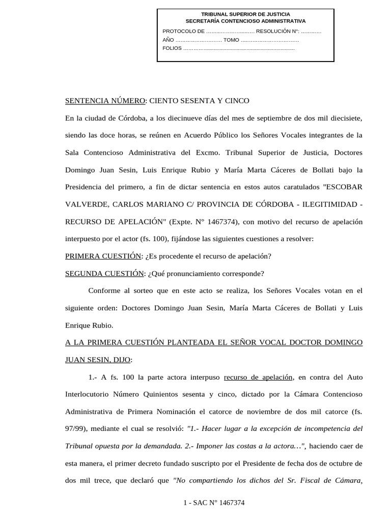 S 165 2017 Escobar Valverde Carlos | PDF | Caso de ley | Sentencia (ley)