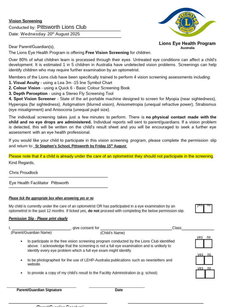 Free Vision Screening for Children | PDF | Visual System | Light