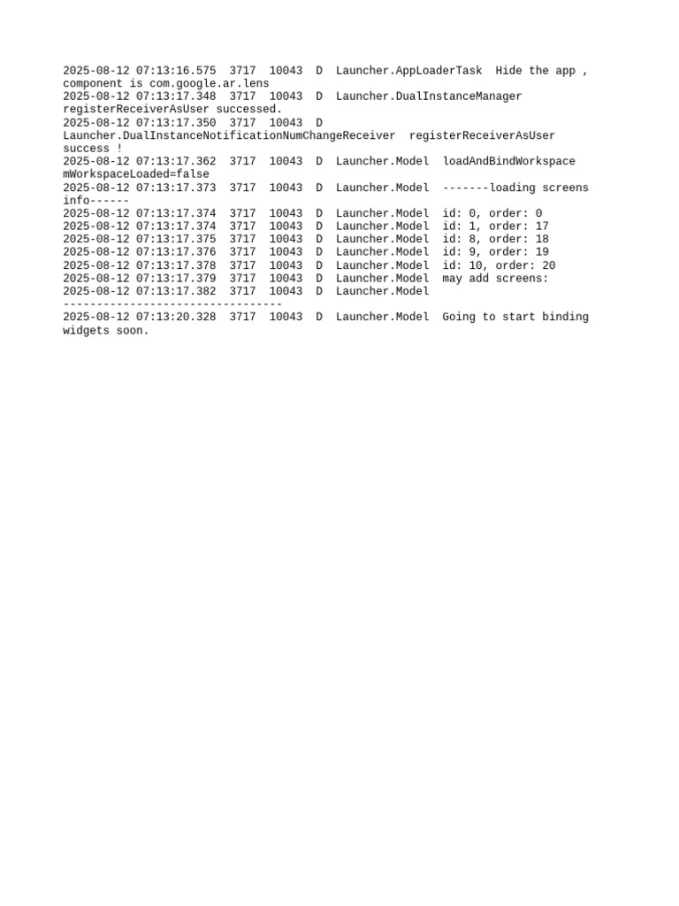 Launcher App Loading Process Logs | PDF