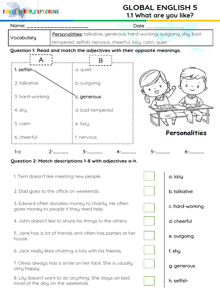 Personality Adjectives Practice Guide | PDF