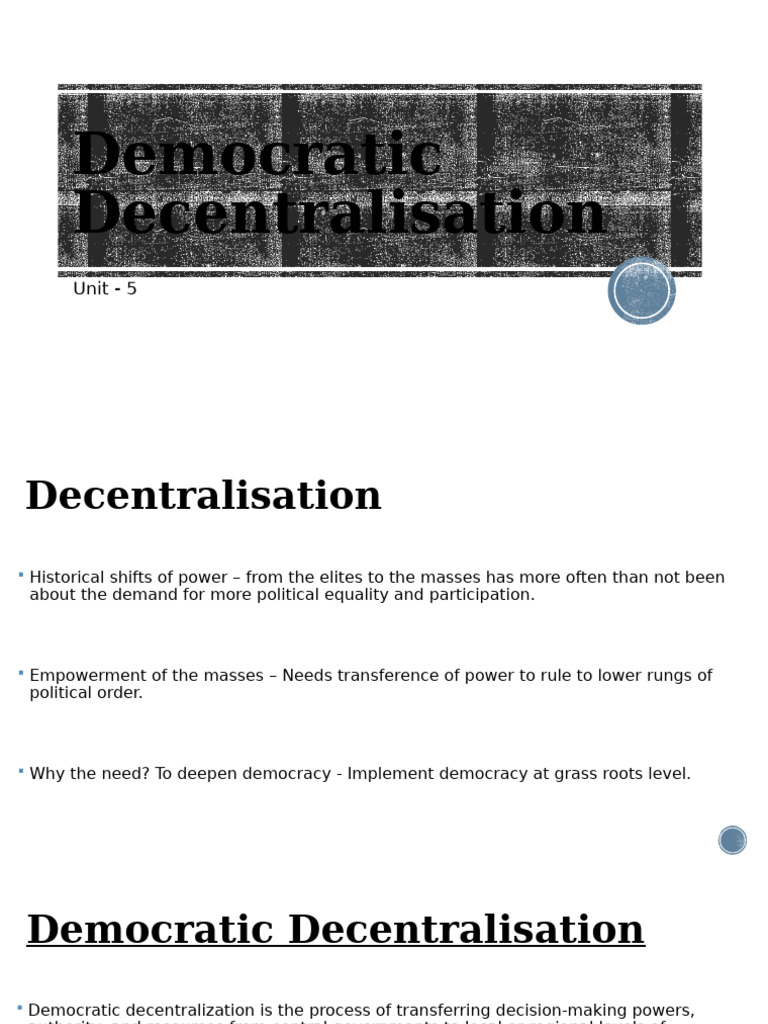 Democratic Decentralisation | PDF | Political Science | Government Of India