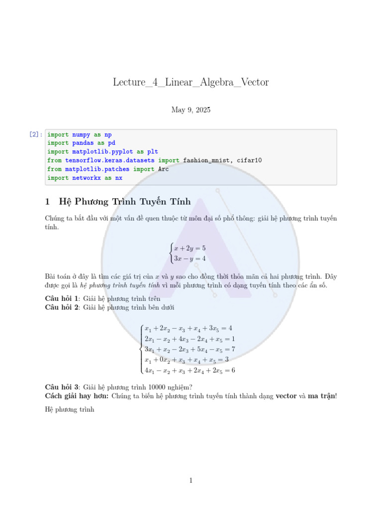 Lecture 4 Linear Algebra Vector | PDF
