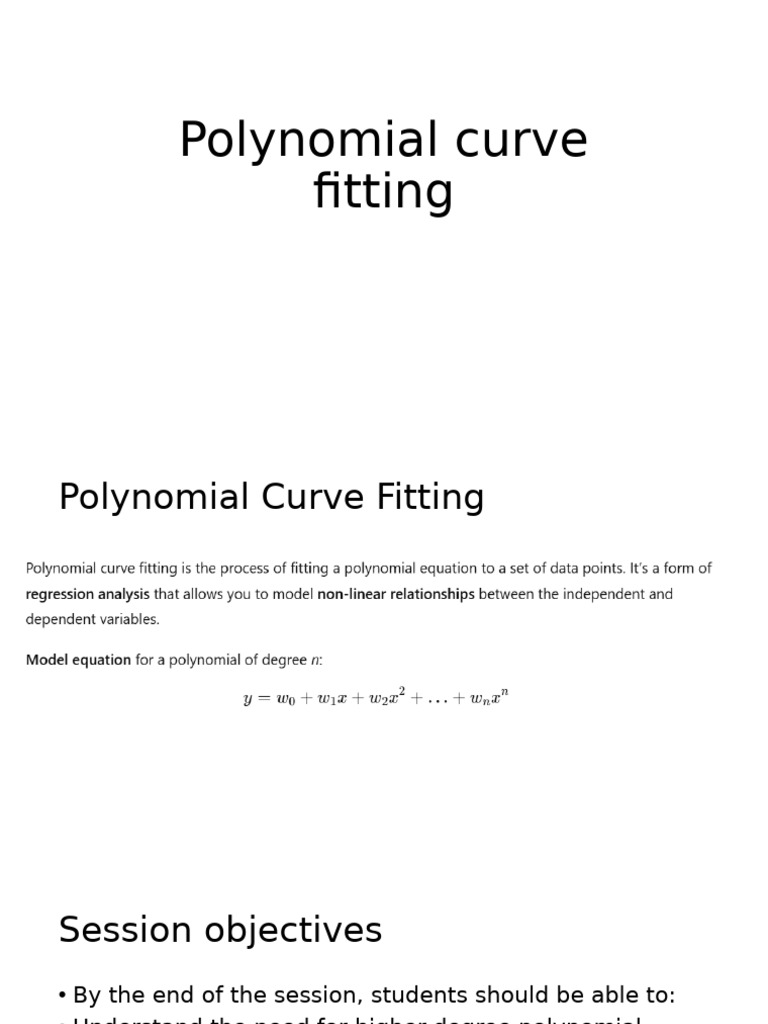 Polynomial Curve Fitting in Machine Learning | PDF