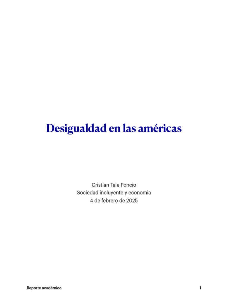 Desigualdad y Oportunidades en América | PDF | Desigualdad social ...