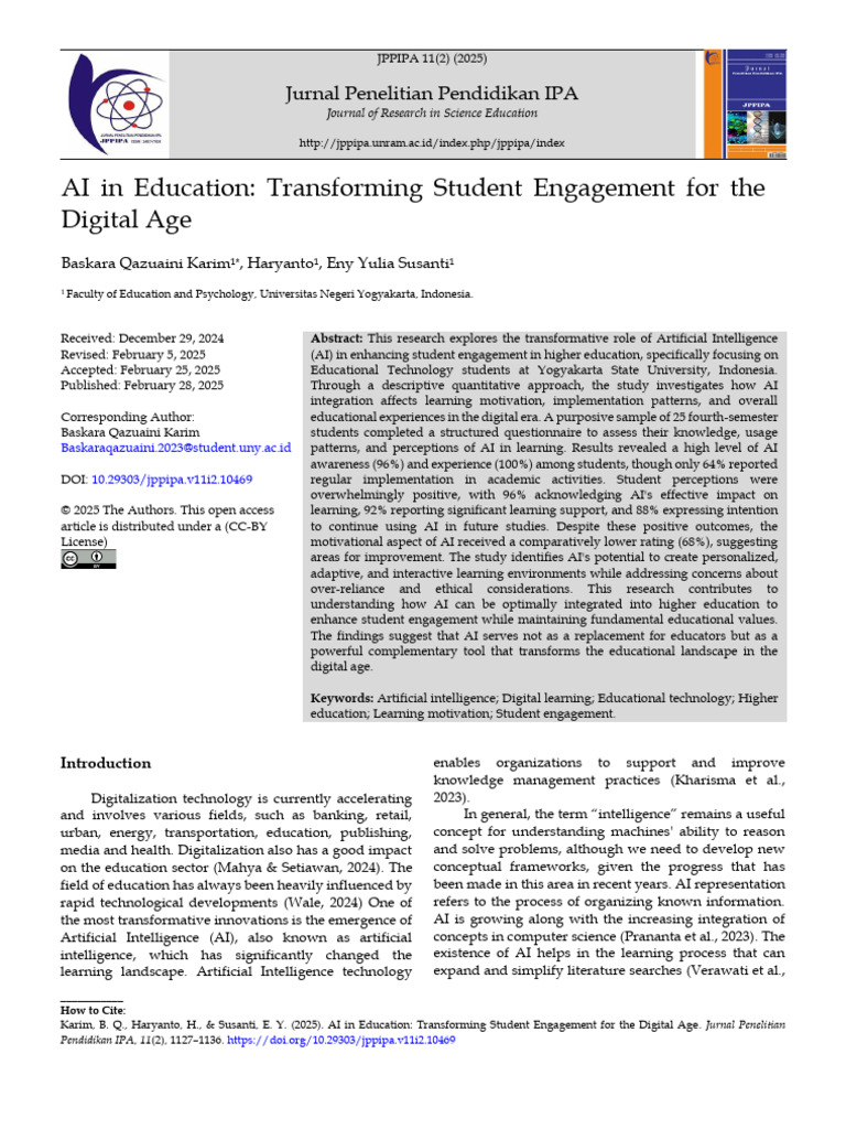 AI's Impact on Student Engagement in Education | PDF | Artificial ...