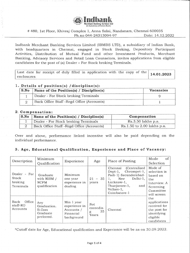 Detailed Advertisement Recruitment For Back Office Staff and Dealer For ...