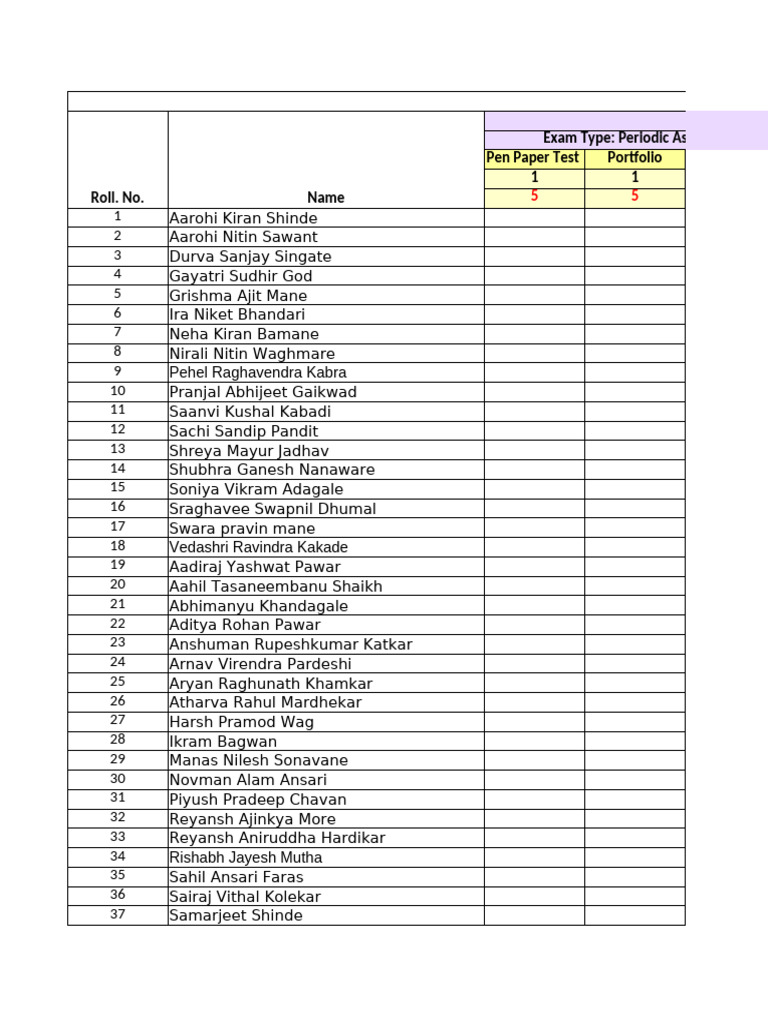 CBSE Mark Register 2025-26 Std VI | PDF | Learning | Human Communication