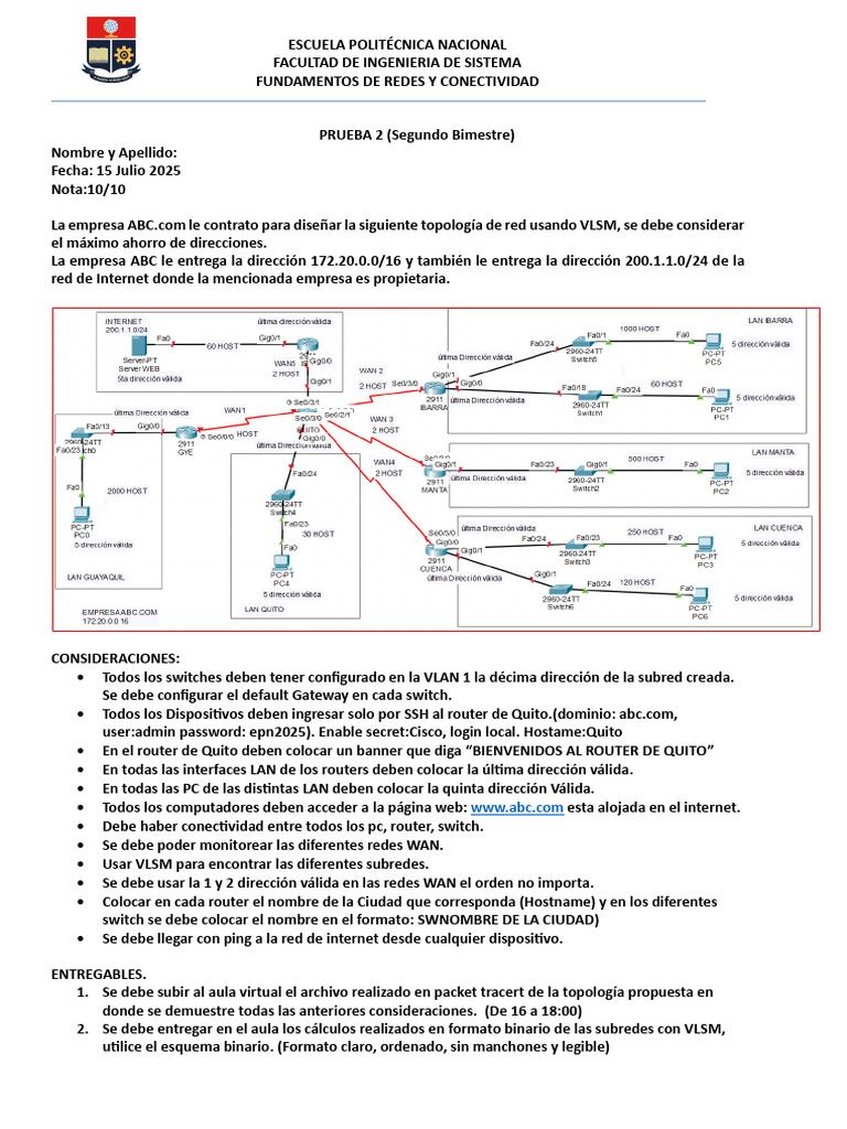 Diseño de Red VLSM para ABC.com | PDF