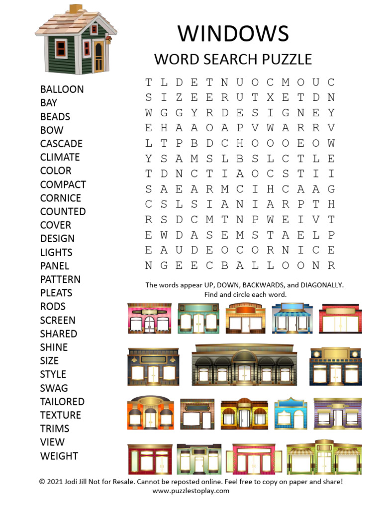 Window Word Search Puzzle | PDF