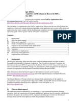 Danish Ministry of Foreign Affairs, Consultative Research Committee For Development Research (FFU), Application Guide, October 2011