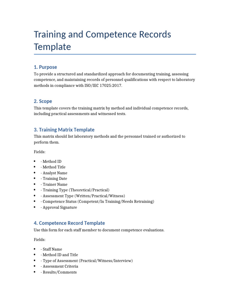 Training and Competency Register Template | PDF