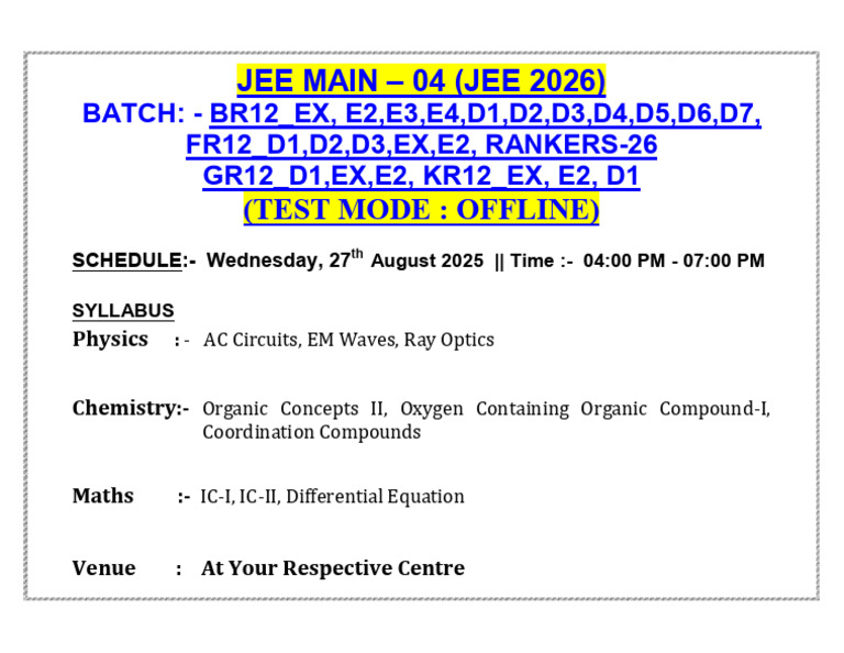 JEE Main 2026 Exam Schedule and Syllabus | PDF