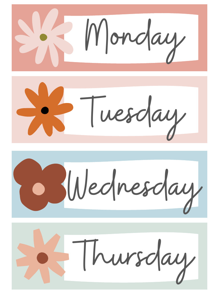 Days of The Week Labels | PDF