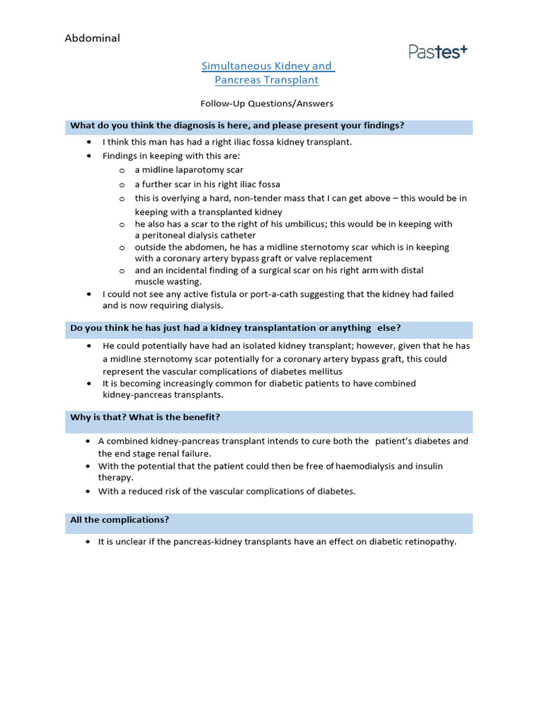 Kidney and Pancreas Transplant | PDF | Kidney Transplantation | Pancreas