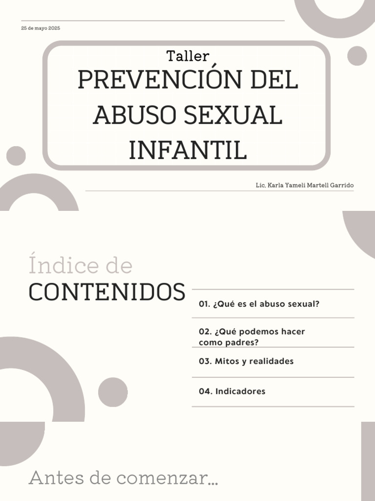 Taller Prevención ASI | PDF | Abuso Sexual Infantil | Abuso sexual
