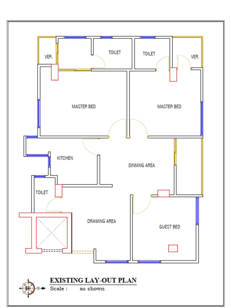 Adabor Flat Existing Layout | PDF
