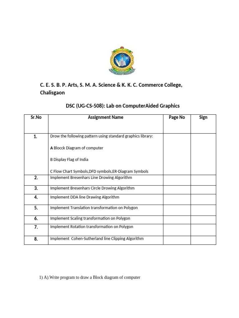 Computer Graphics Lab Assignments | PDF | Computer Programming | Computing