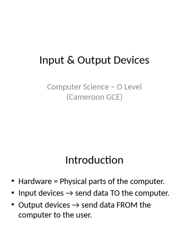Input and Output Devices Overview | PDF