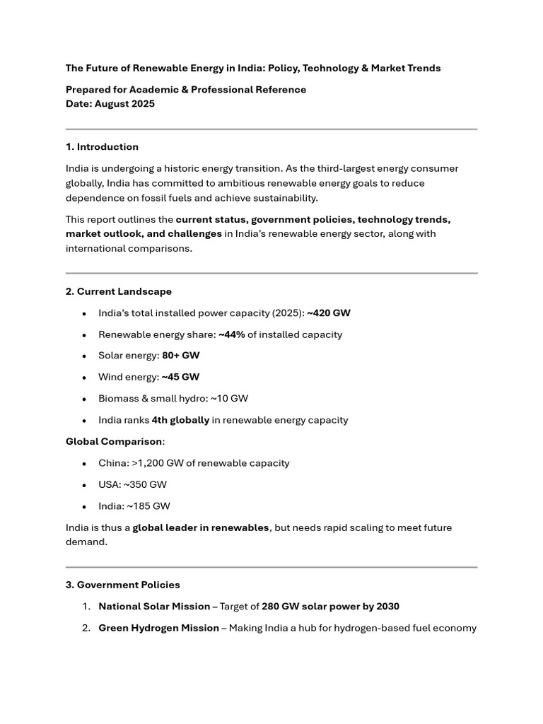 India's Renewable Energy Future 2025 | PDF | Renewable Energy | Solar Power