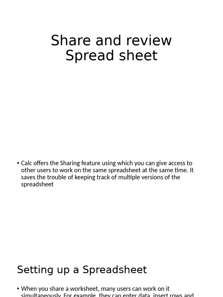 Sharing and Reviewing Spreadsheets | PDF | Spreadsheet | Software ...