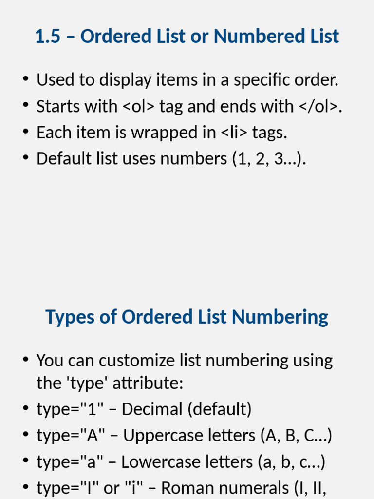 Creating Ordered Lists in HTML | PDF