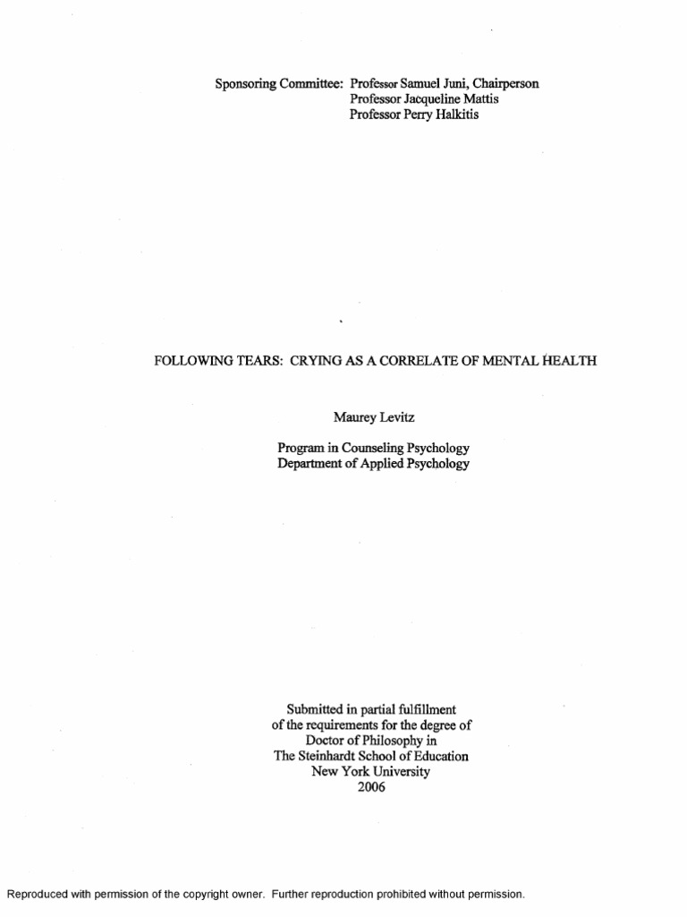 Crying's Impact on Mental Health | PDF | Anger | Psychotherapy