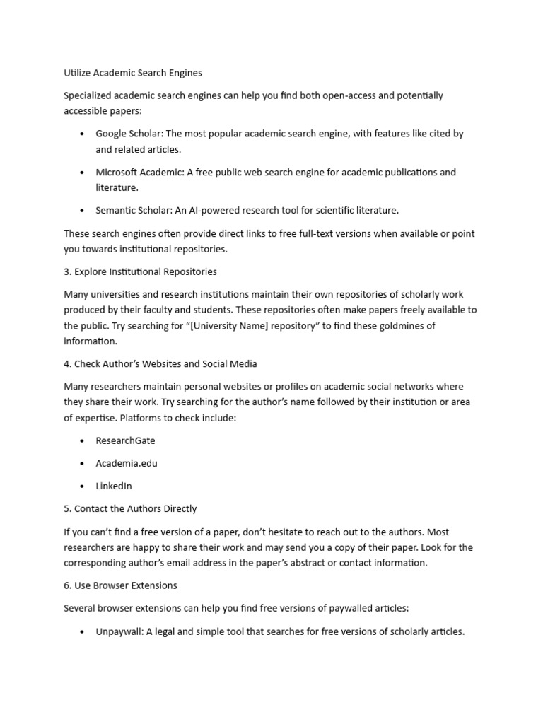 Accessing Free Academic Research | PDF | Academic Publishing | Open Access