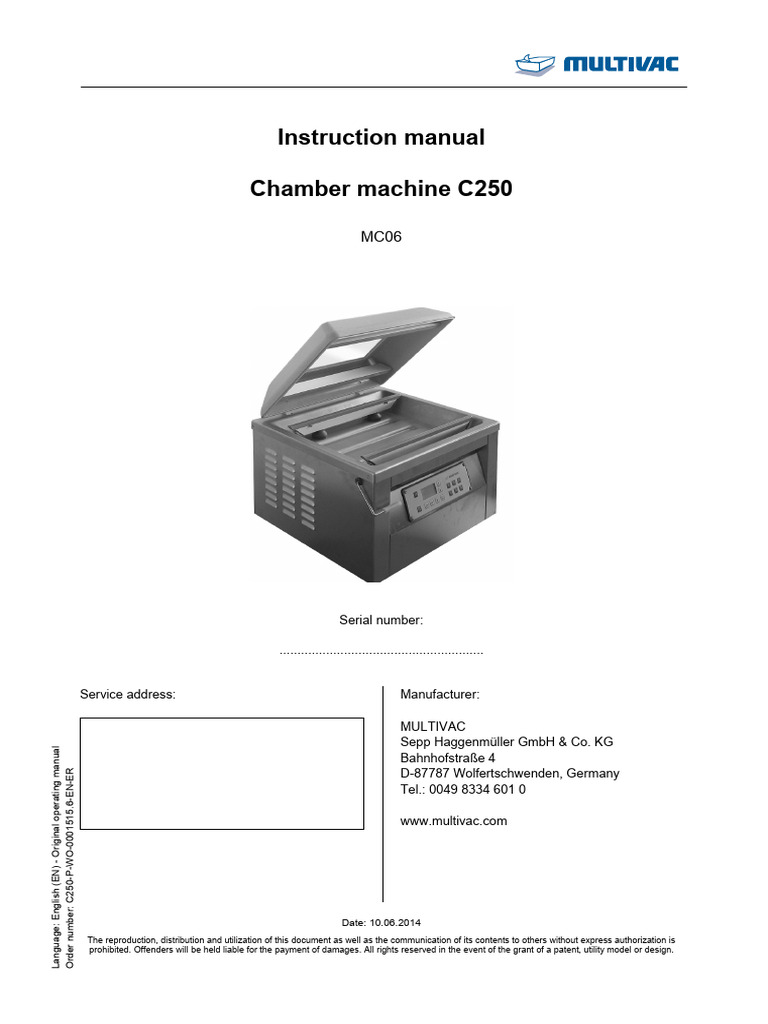 C250 Chamber Machine Manual | PDF | Electromagnetic Compatibility | Safety