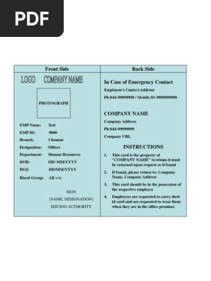 Id Card Format