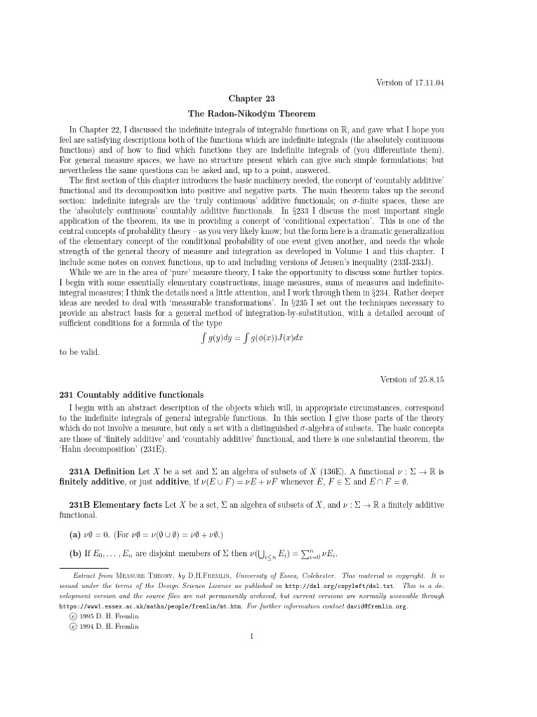 Radon-Nikodym Theorem Explained | PDF | Measure (Mathematics) | Integral