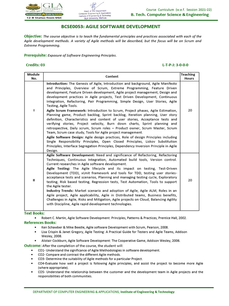Agile Software Development Curriculum | PDF | Agile Software ...