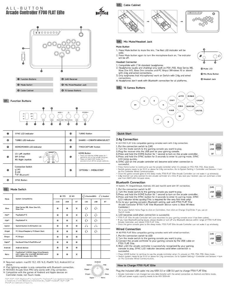All-Button Arcade Controller F700 FLAT User Manual | PDF