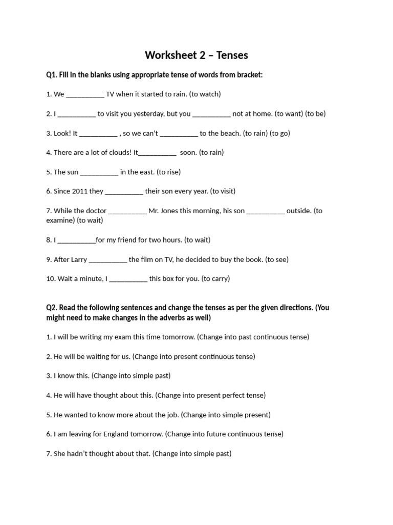Tenses 2 | PDF
