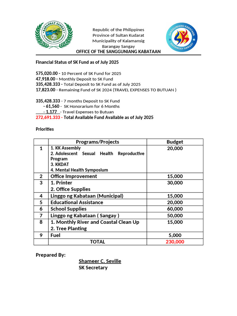 SK Fund Financial Report July 2025 | PDF