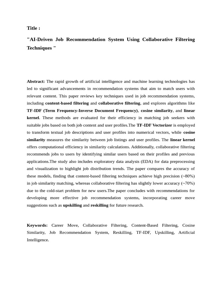 Job Recommendation Abstract | PDF