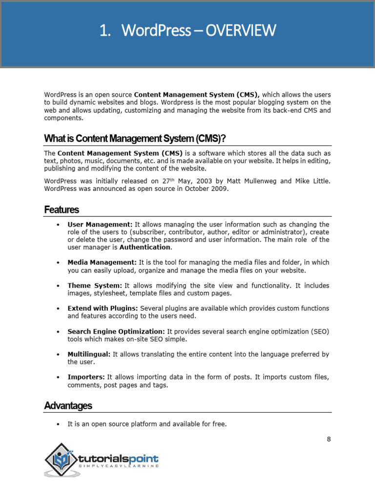 WordPress CMS Overview and Installation Guide | PDF | Word Press | Websites