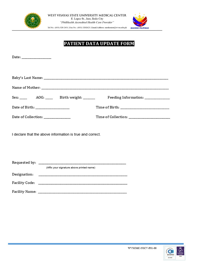 Patient Data Update Form | PDF
