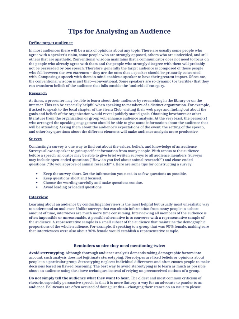 Understanding Your Audience Effectively | PDF | Rhetoric | Stereotypes