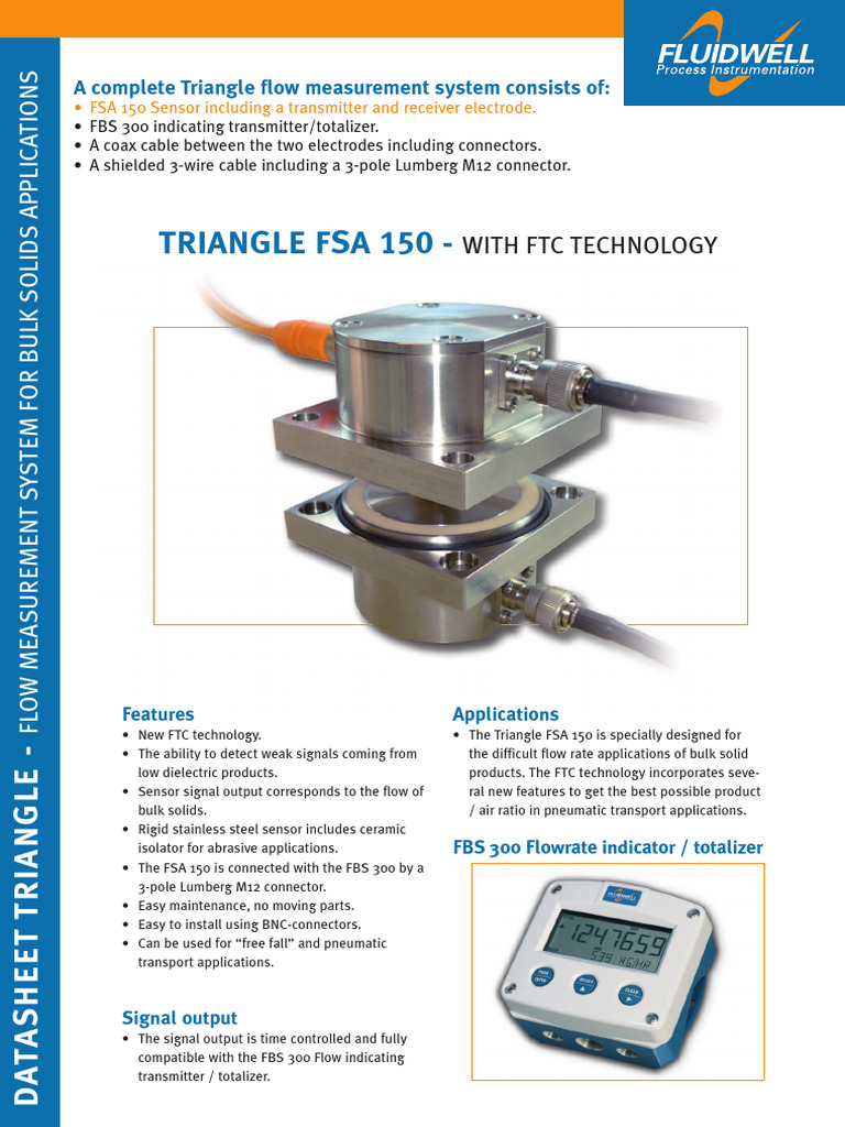 Flow Sensor Triangle FSA 150 | PDF | Coaxial Cable | Flow Measurement
