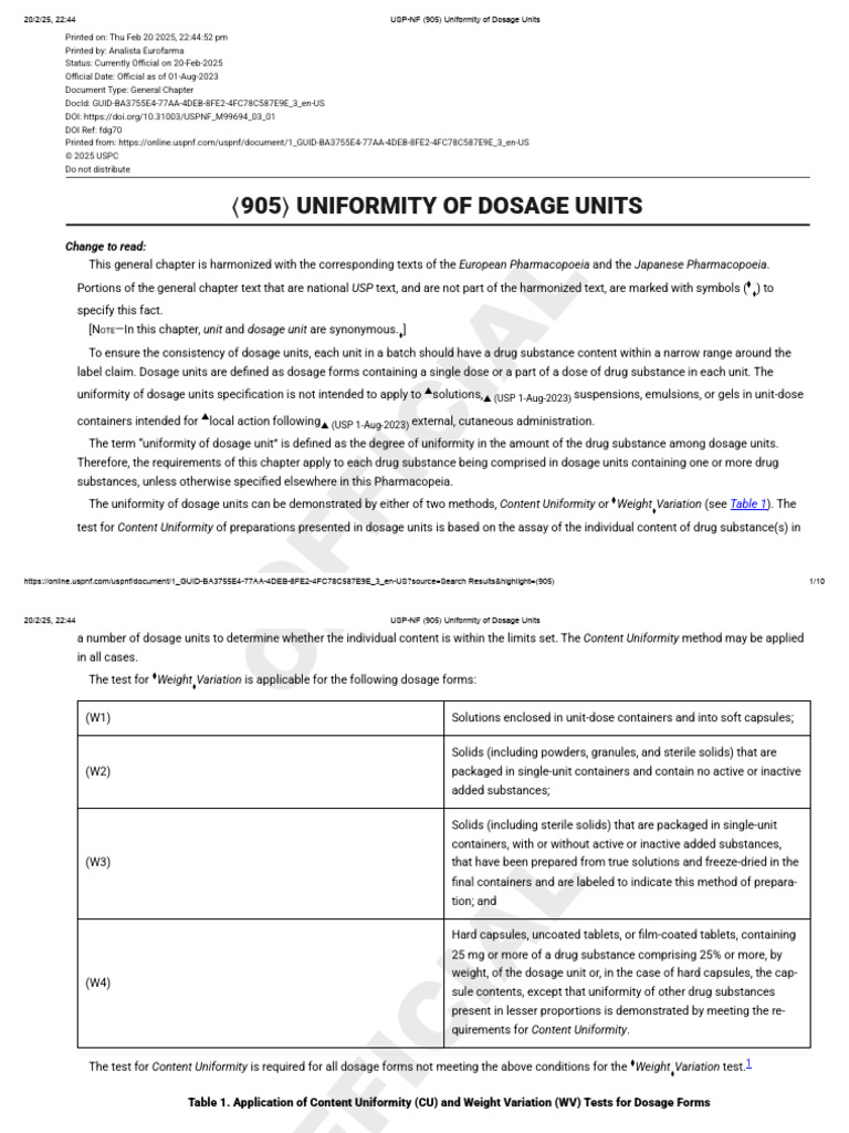 Dosage Unit Uniformity | Dosage Uniformity Formula – SLXTJ