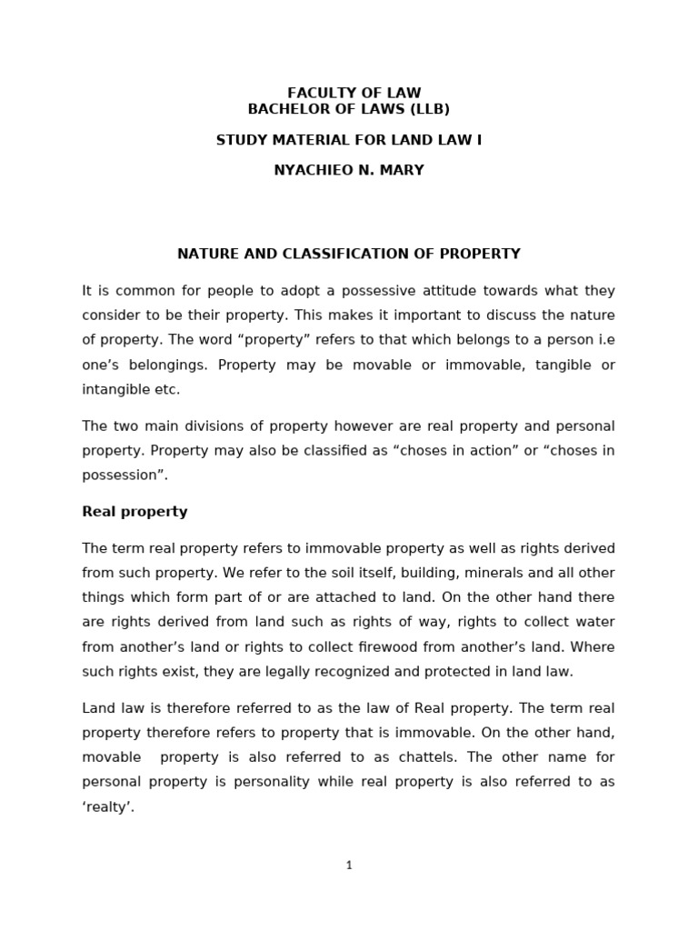 Overview of Land Law I Concepts | PDF | Leasehold Estate | Natural ...