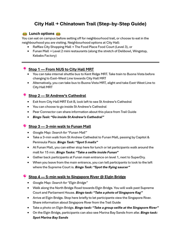 City Hall to Chinatown Walking Guide | PDF