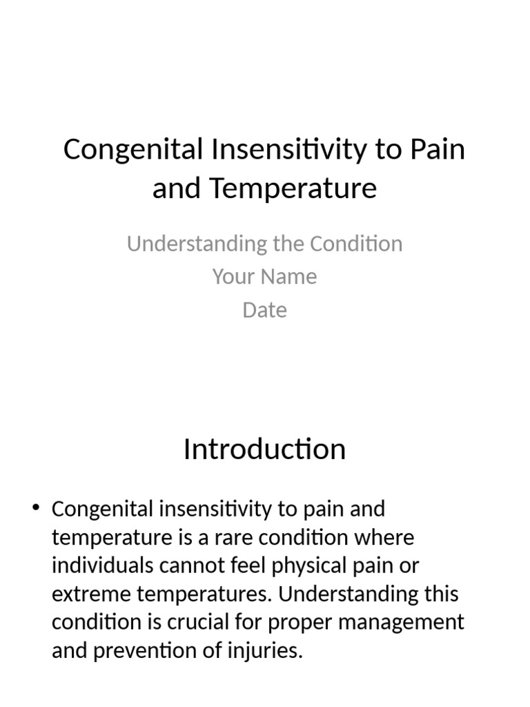 Congenital Insensitivity To Pain and Temperature | PDF