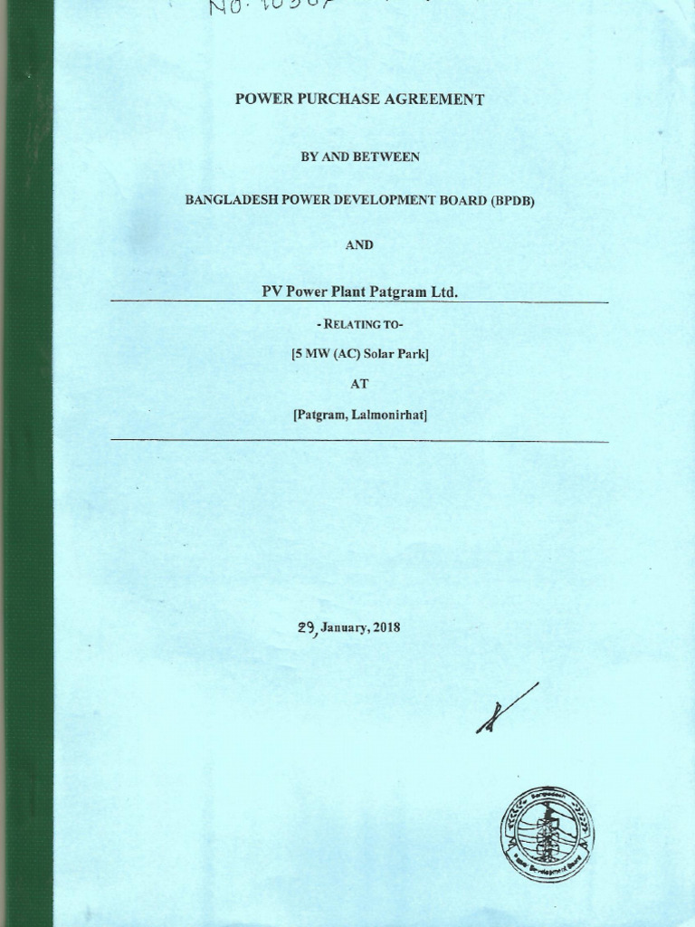PPA Part of Scan Copy-PV Power Plant Patgram LTD | PDF