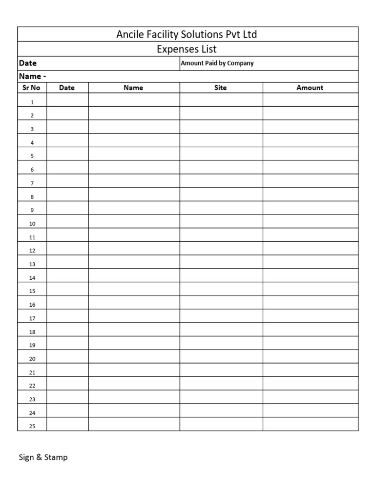 Expenses Form | PDF